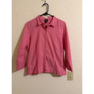 Eileen Fisher Petite Pink 100% Cotton Ribbed Button Down Shirt Size PL